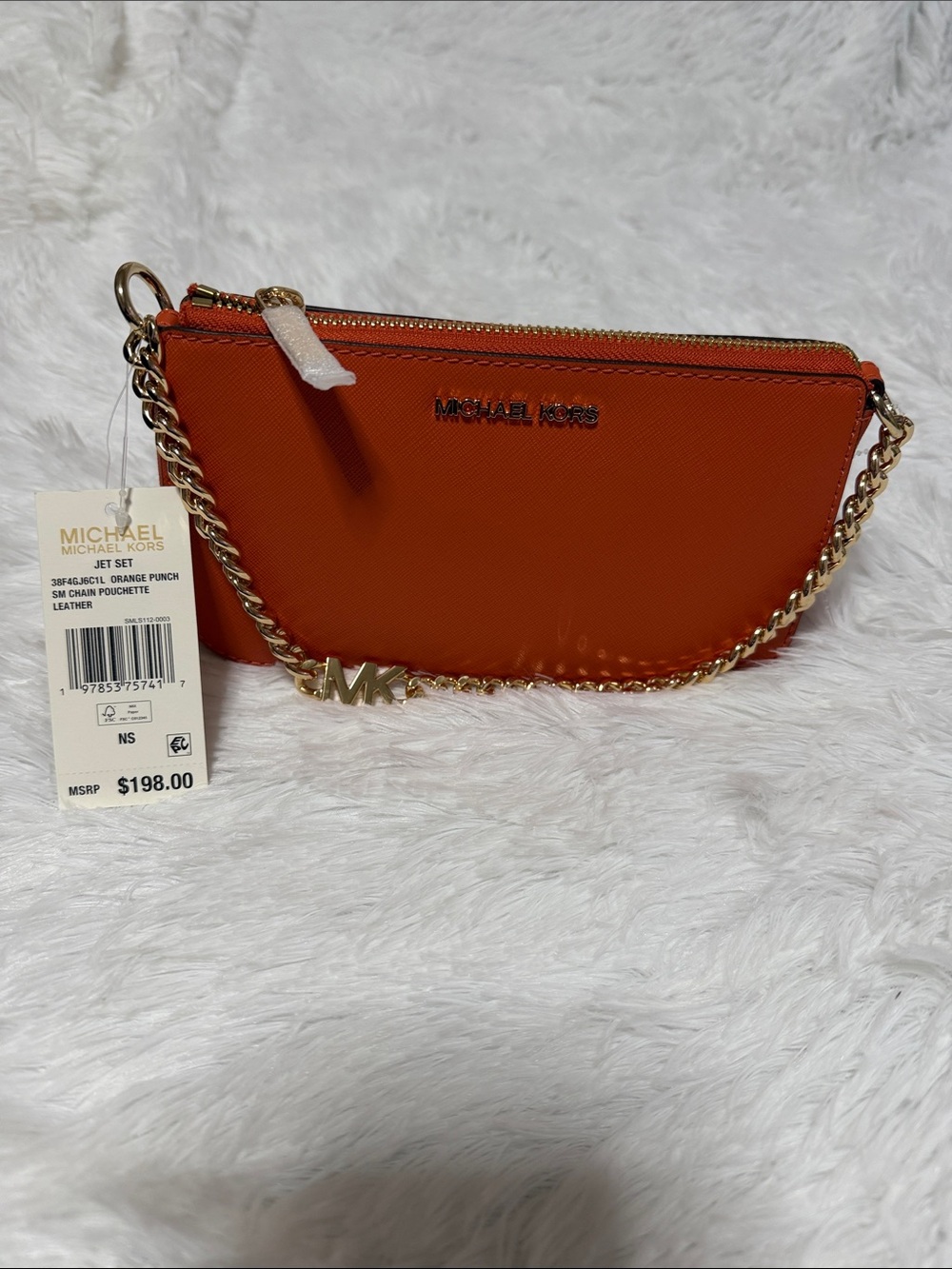 Michael Kors Orange Punch Saffiano Chain Wristlet